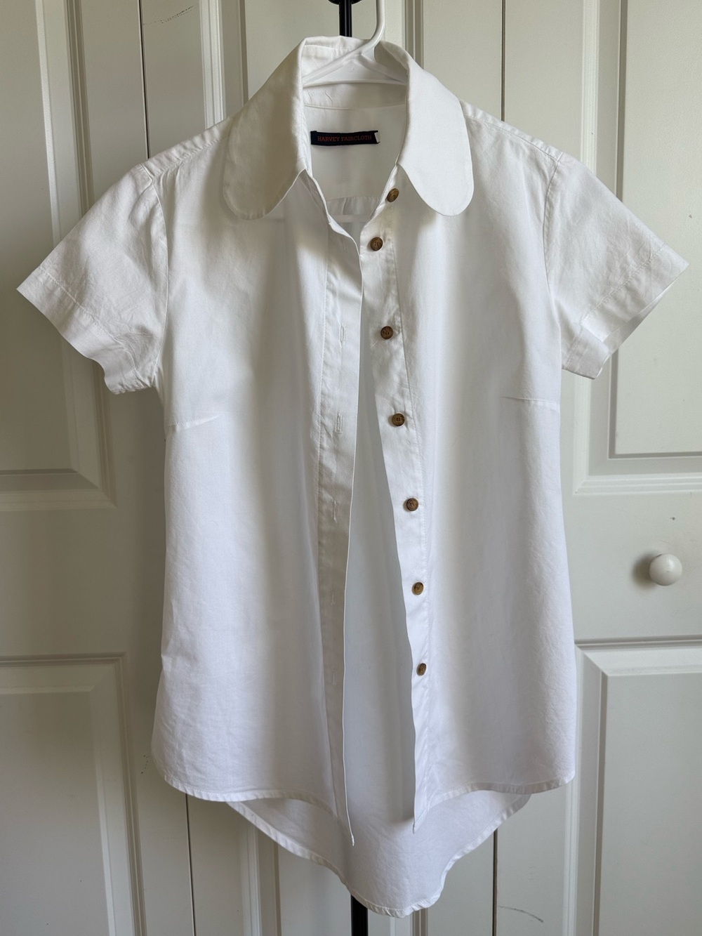 Harvey Faircloth Made in USA White Peter Pan Collar Blouse S
